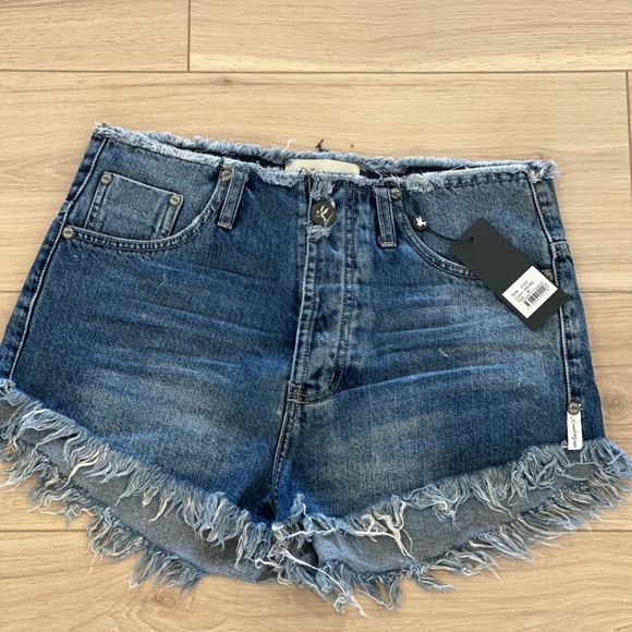 One Teaspoon Pants - One Teaspoon Oxford Blue Frayed Jean Shorts